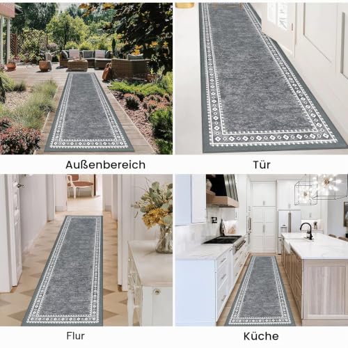 Enyhom Lang Teppich Läufer 66 x 240 cm Waschbar rutschfest Läufer Flur Teppich Küchenläufer dauerhaft Eingangstürmatte Teppich für Haustür… – Ansicht 6