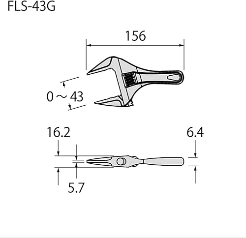 Miniatura 7 de FUJIYA Herramientas, FLS-43G-F, llave corta ajustable con empuñadura