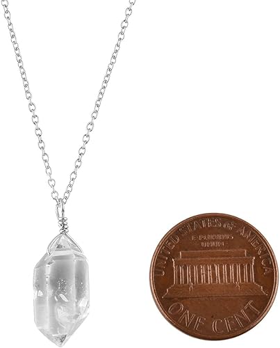 Collar con colgante de cuarzo Herkimer de plata de ley 925 chapada en rodio AAA, solitario de piedras preciosas naturales, piedra natal, joyería