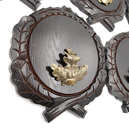 GTK - Juego de 5 placas de cuña talladas oscuras AF 17,5 cm con 5 hojas de roble, portada grande, tabla cuña, tabla de especias, cartel trofeo.
