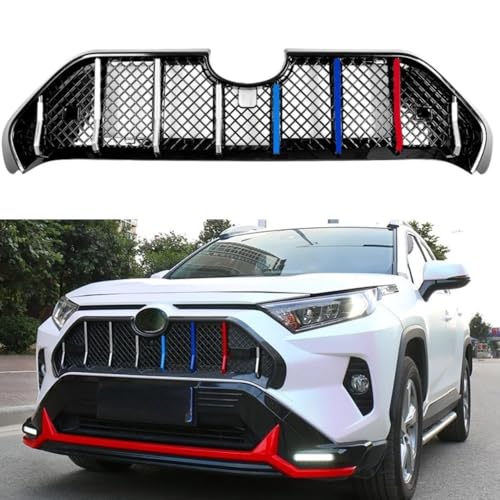 Parrilla de parachoques delantero compatible con RAV4 2020-2024, kit de carrocería, parrillas de carreras, parrilla delantera, accesorios de coche (negro brillante)