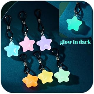 Glow in The Dark Fake Nipple Rings Adjustable Fake Nipple Piercing Comfortable Elastic Nooses Silicone Cute Star Heart Shape Non-Piercing Faux Body Jewelry for Women Valentine's Day