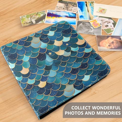 Álbum de Fotos ALAZA con Cubierta de Poliuretano y Diseño de Escamas de Sirena y Estrellas, con Anillas de 3 Argollas, para Bodas, Viajes y Recuerdos Familiares miniatura 4