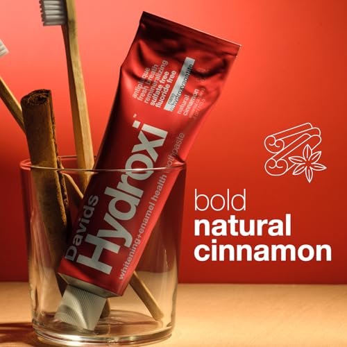 Image of Davids Hydroxi Fluoride Free Nano Hydroxyapatite Toothpaste for Remineralizing, Sensitive Support, Whitening, Antiplaque, SLS Free, Cinnamon, 4oz, Made in USA