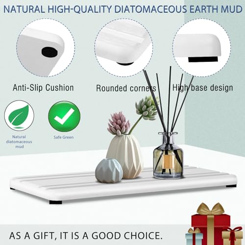 2PCS Water Absorbing Stone Tray,Quick Drying Stone Sink Tray,Water Absorbent Diatomite Coasters for Bathroom Counter and Kitchen Sink, Used for Hand Soap Dish Cosmetic Bottles Toothbrush Holders - Image 5