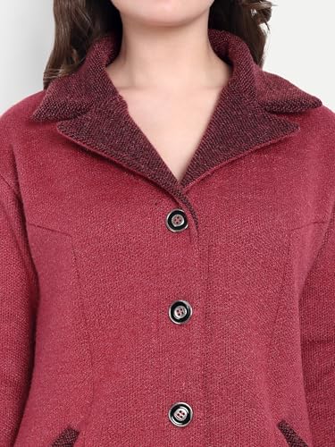 Image of Matelco Womens Woollen Collared Coat Cardigan