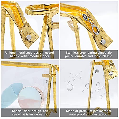 12 Pcs Portable Transparent Cosmetic Bags, Clear Waterproof Makeup Bags with Handle, PVC Travel Toiletry Bags Pouches, Clear Pencil Cases, Stationary Organizers(Black)4