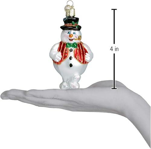 Vista 10 de Old World Christmas Adornos: Adornos de cristal soplado para árbol de Navidad, diseño de muñeco de nieve