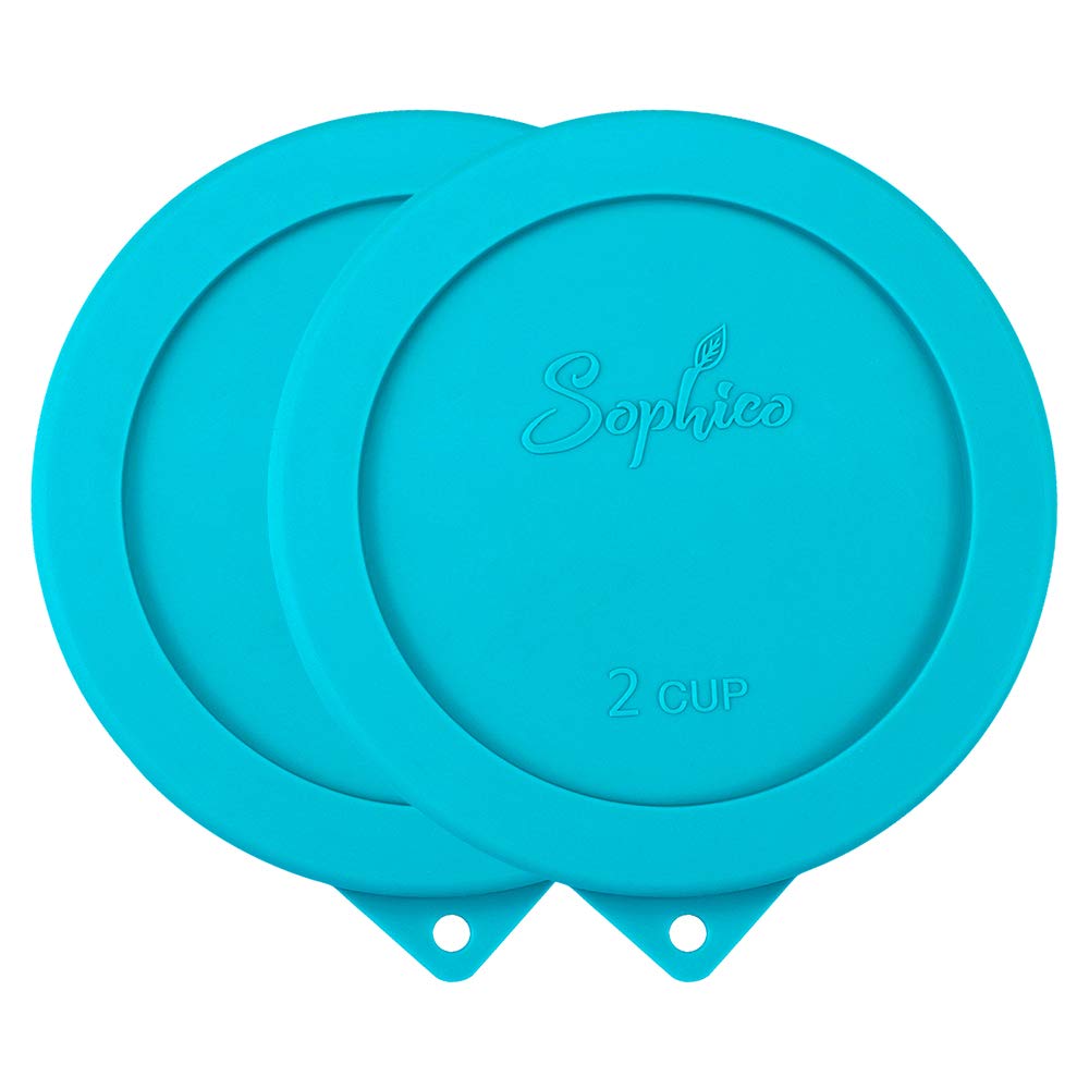 Sophico 2 Cup Round Silicone Storage Cover Lids Replacement for Pyrex 7200-PC and Anchor Hocking Glass Bowls (Container not Included) |Blue-2 Pack|