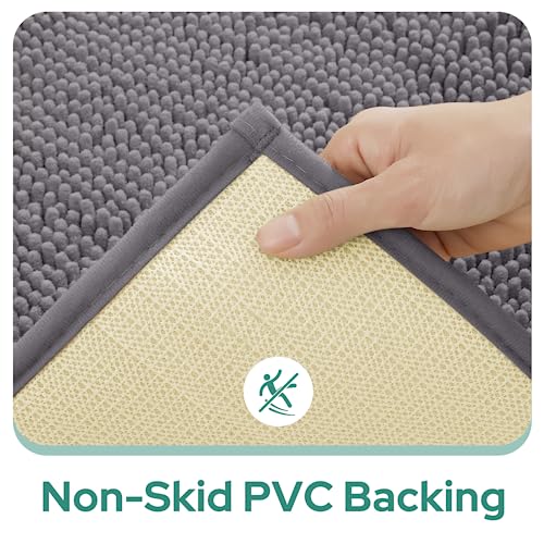 Homeideas Bathroom Rugs Sets 2 Piece Grey, Ultra Soft Non Slip, Absorbent Chenille Bath Mat, Plush Carpets For Tub, Shower #TOP4