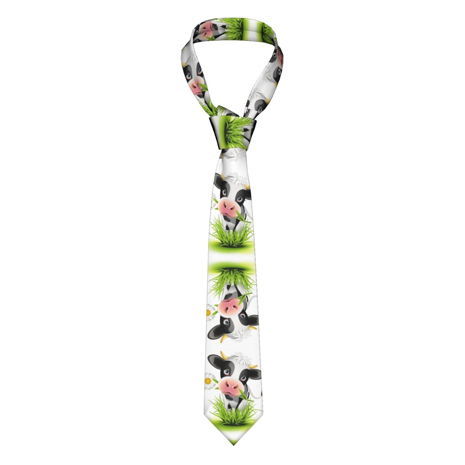 Faduni Unisex Cute Cow Men Ties Silk Neck Tie For Men Wedding Business Formal Neckties