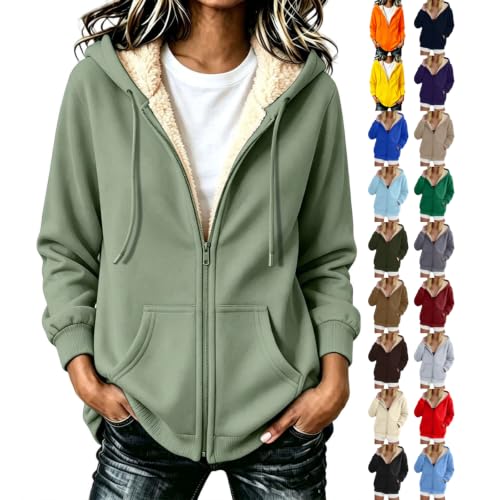 Women Soft Fleece Lined Zip Up Hoodie Casual Warm Sherpa Jacket with Hood - image 1
