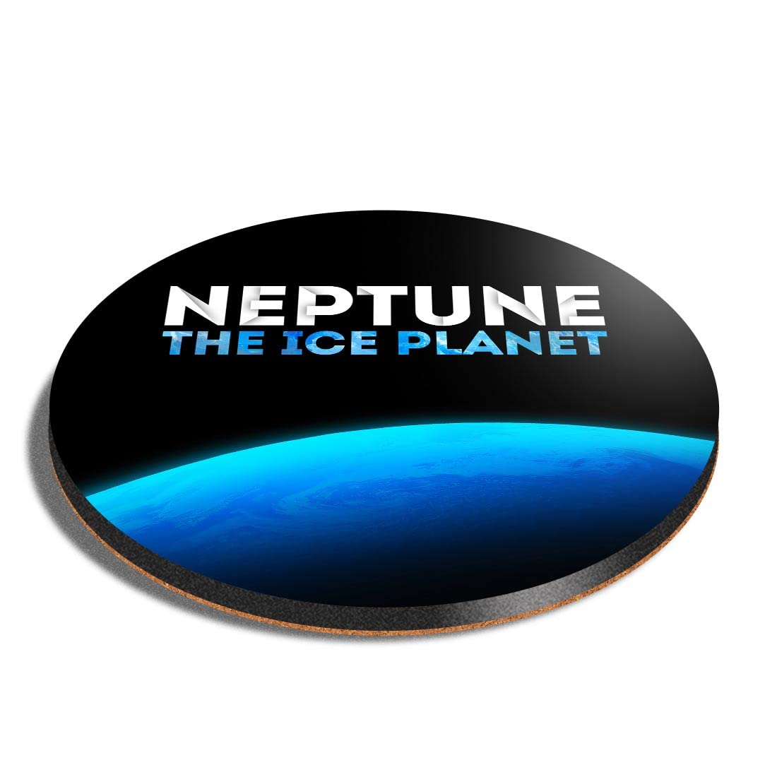 1 x Round Coaster - Neptune The Ice Planet Solar System Cork Backed MDF Glossy Tea Coffee Accessory #63214