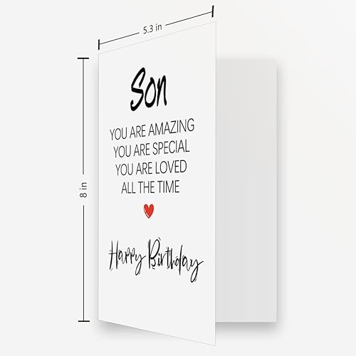 Miniatura 2 de OJsensai Tarjeta de poema de feliz cumpleaños para hijo, divertidos regalos de cumpleaños de mamá papá, tarjeta motivacional de cumpleaños para