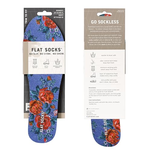 Image of FLAT SOCKS No Show Socks, Sockless Shoe Liner, Washable Barefoot Shoe Insert