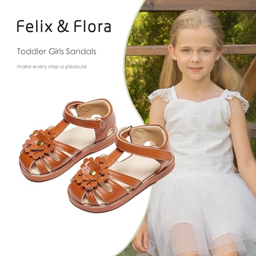 Felix & Flora Toddler Girls Sandals Soft Rubber Princess Flat Shoes Summer Flower Girl Shoes2