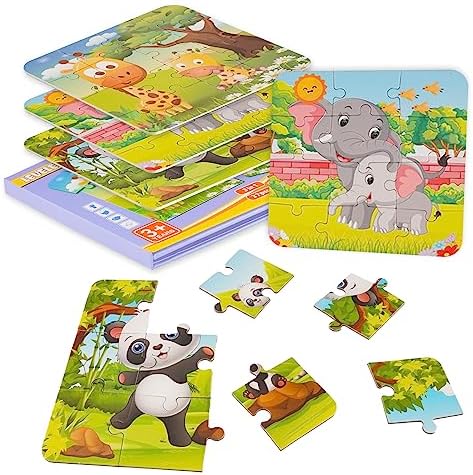 Puzzles for Kids 3 4 5 6 8 Years Old, 9 Pieces Wooden Jigsaw Puzzles with Animals, Preschool Educational Learning Toys for Toddlers for Kids 37 Pieces for Adults, Families, and Kids Ages 3 4 8 and up,