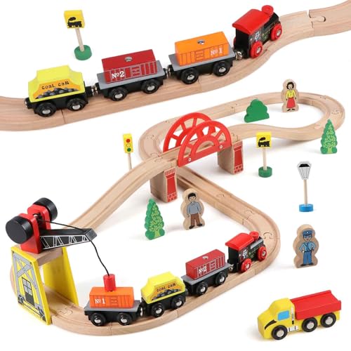 Circuit train en bois 39pcs pour des après-midis calmes en famille