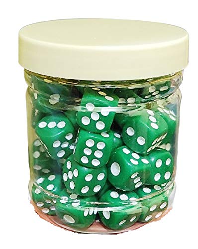 ISHARAA Pack of 20 Ludo Dice Standard Plastic 14 mm Game Green Dice