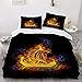 Zestaw poszewek na kołdrę, pojedynczy, mitologii nordyckiej, nadruk 3D, poszewka na kołdrę, z zapięciem na zamek błyskawiczny, poszewka na poduszkę z płomieniem, poszewka na kołdrę, 3-częściowy, ultramiękki zestaw pościeli z mikrofibry dla dziewcząt, nastolatek