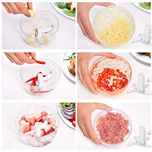 Nurch Manual Food Chopper, Powerful Hand Crank Vegetable Processor, Compact and Portable Onion Dicer Garlic Cutter with Detachable Handle for Onions, Garlic, Meat, Carrots, Salsa, Herbs, Chilis