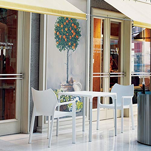 Compamia Mango 28" Aluminum Patio Dining Table In White, Commercial Grade #TOP7