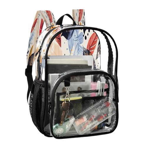 Mochila transparente de hojas con bolsillos para seguridad y colegio 2