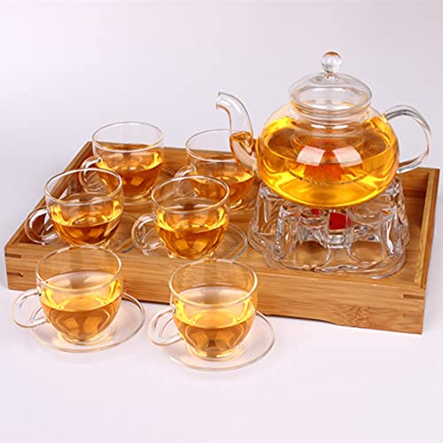 Tetera de vidrio transparente para sobremesas acogedoras con velas 8