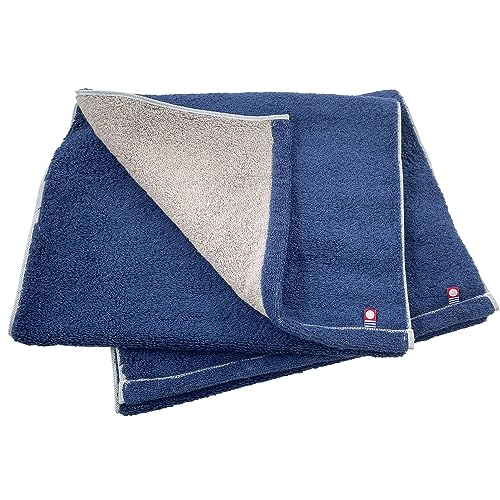 今治タオル imabari towel 吸水タオル フェイスタオル リバーシブル ネイビー グレー 2枚セット 日本製 綿100% 34×80cm