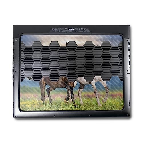 Image of MightySkins Carbon Fiber Skin Compatible With Alienware M18 R1 (2023) Full Wrap Kit - Horse Contrast | Protective Durable Textured Carbon Fiber Finish | Easy To Apply & Change Styles | Made in the USA