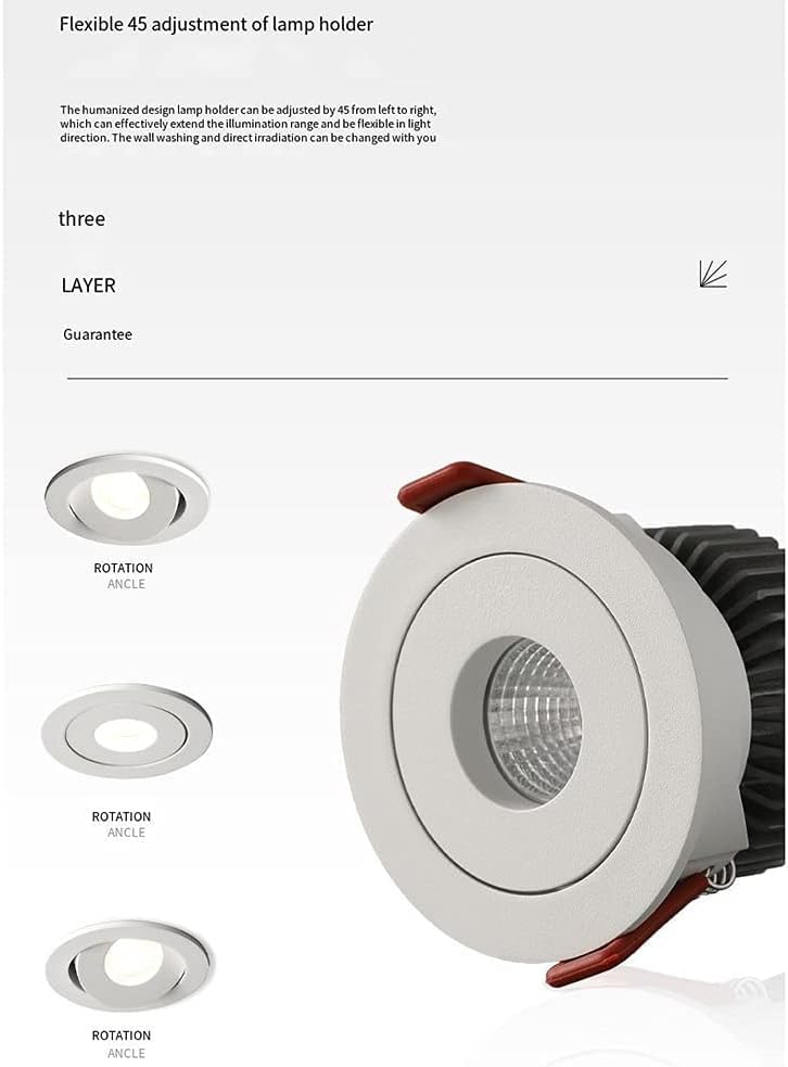 Spotlight,Led Recessed Lighting 3.27 inch round Lamp Holder Adjusted at 45° Led Downlights，Cri 93 Ceiling Light Fixture，Home Indoor Aisle Corridor 3000K-5000K Retrofit Downlights Out/4000K/