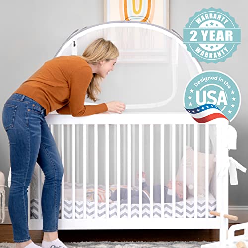 Pro Baby Safety Pop Up Crib Tent, Fine Mesh Crib Netting Cover To Keep Baby From Climbing Out, Falls And Mosquito Bites, Safety Net, Canopy Netting Cover - Sturdy & Stylish Infant Crib Topper #TOP6