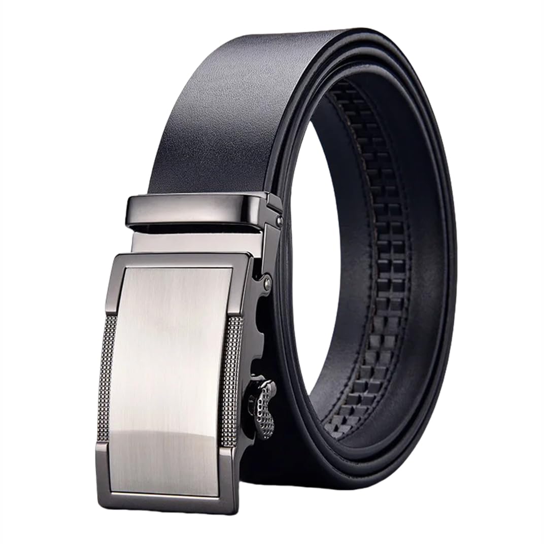 Cinturón de cuero auténtico para hombre, cinturón de negocios con hebilla automática de metal, correas de cintura para jeans