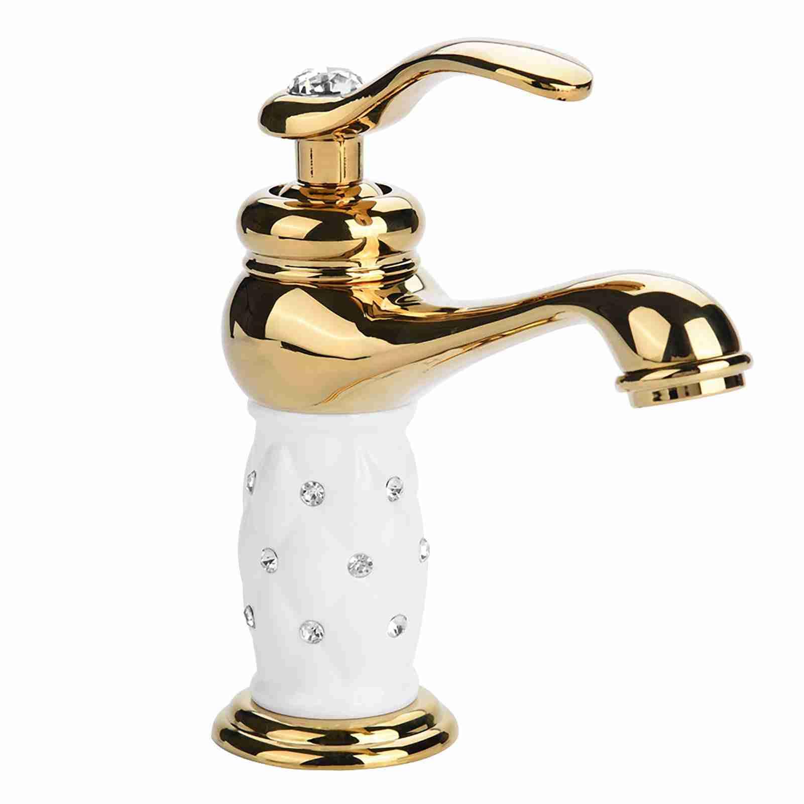 Mezclador de lavabo con otros accesorios grifo de lavabo latón macizo para lavabo cuarto de baño diseño moderno lacado cromado cobre grifos cuarto de baño (dorado)