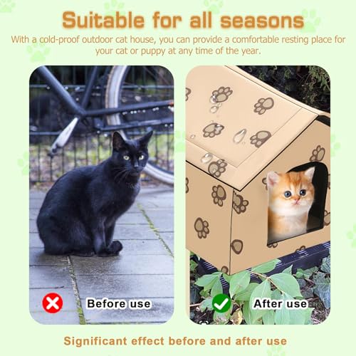 Katzenhaus Draußen Winterfest Wasserdicht Katzenhöhle: WIYETY 40x35x38cm Faltbare Hundehöhle für Kleine Hunde und Katzen, Warm Waschbar Tierheim für Streuner
