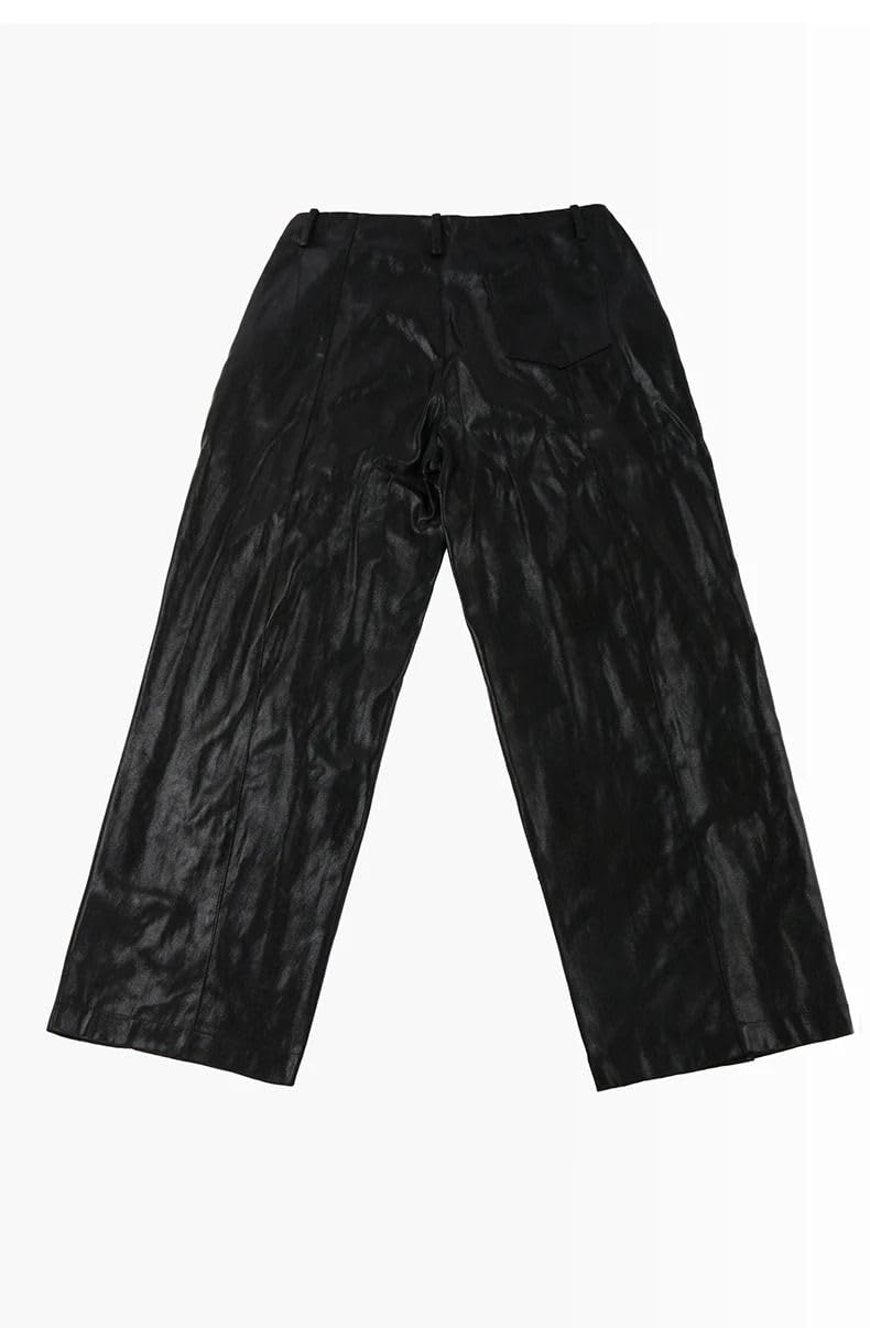 Uomo Primavera Autunno Pu Pelle Pantaloni Morbidi Casual Dettaglio Cerniera Street Pantaloni