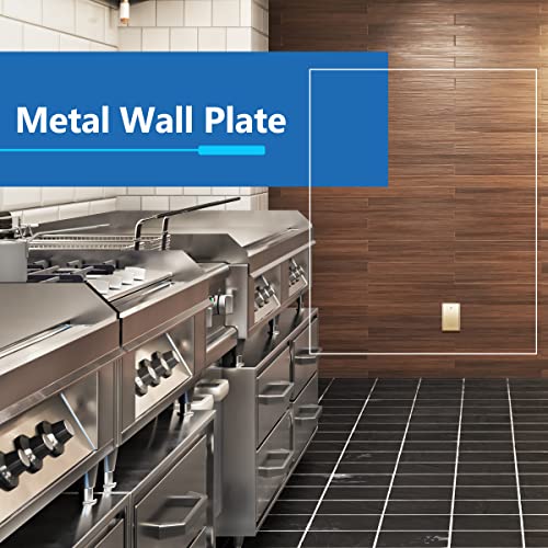 Lider Blank Metal Wall Plate, Stainless Steel Blank Outlet Cover, Corrosion Resistant, Mid-Size 1-Gang 4.88" X 3.11", 201 Stainless Steel, Lmwp-01M-Pb, Polished Brass #TOP1