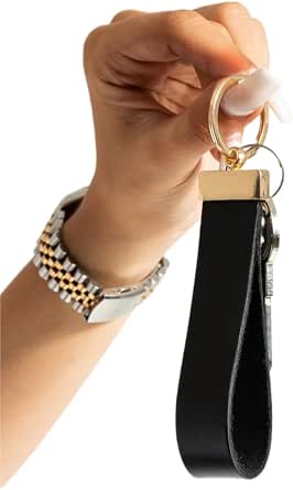 Genuine Leather Keychain - Handmade Sheepskin With 360 Rotatable D-Ring, 2 Keyrings, Screwdriver, Green