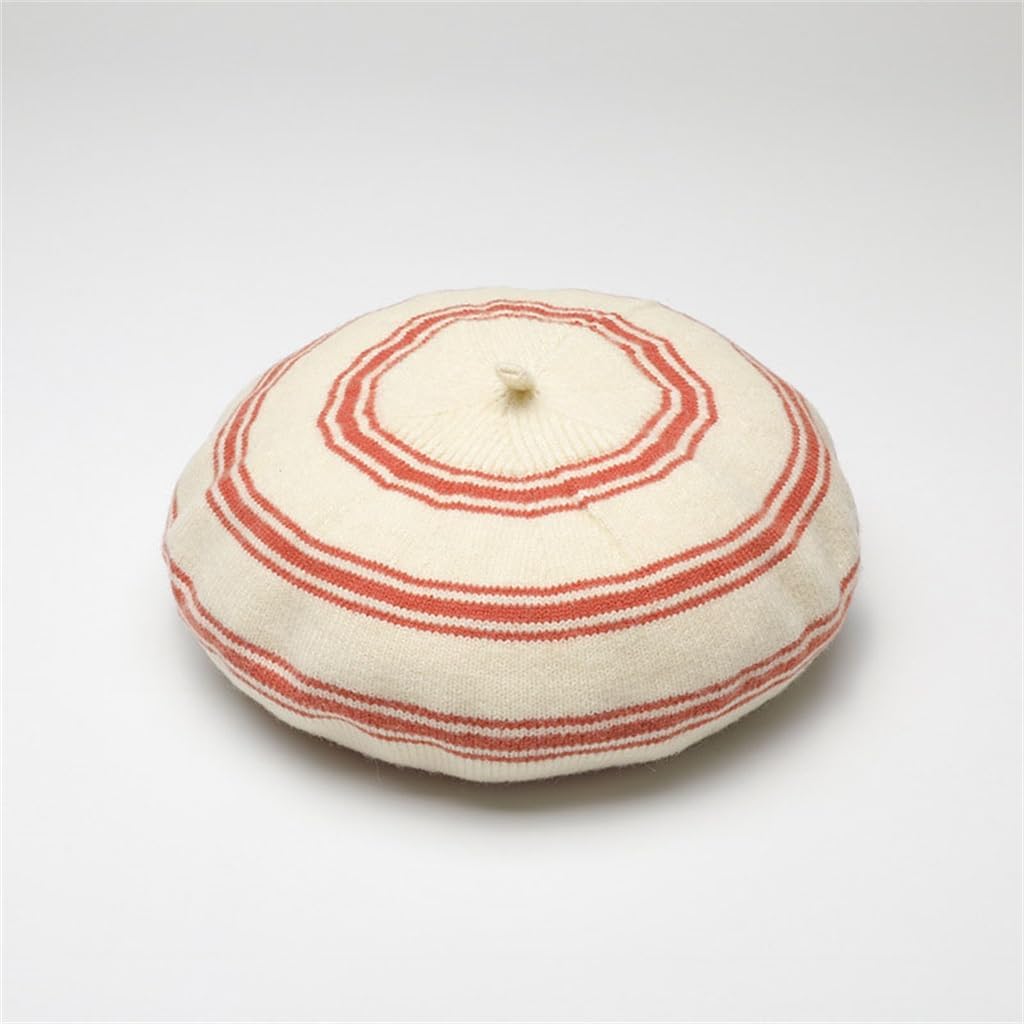 Color Blocking Striped Beret Fall and Winter Women's Hat Octagonal Small Fresh Beret