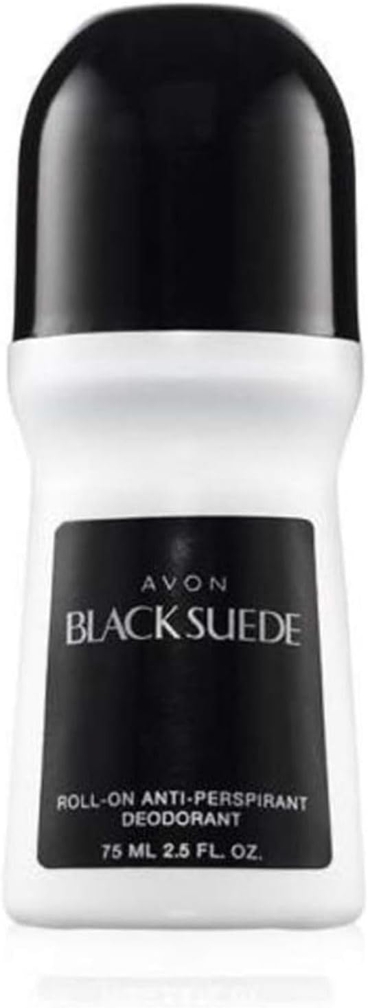 Deododorant Men's Roll-on Black Suede, Anti-Whitening, Non-Staining, Quick-Drying Formula, 2.6oz/75ml. Pack of 6