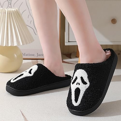 Happy Face Slippers for Women Men,Retro Soft Cozy Comfy Plush Lightweight House Slippers Slip-on Indoor Outdoor Slippers,Slip on Anti-Skid Sole 5
