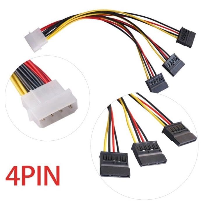 Lunatic 8549 Kasa içi 3 Port ide Molex Sata Power Hdd 4 Pin Güç Kablosu 4pin Molex erkek/ 3x 15pin SATA dişi 3 port sata dişi 1 port 4 pin ide power erkek