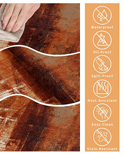 Ldtrchee Waterproof Table Cloth, Burnt Orange Square Tablecloth - 54 X 54 Inch, Modern Abstract Geometric Art Oil Painted Spillproof Tablecloths Table Decoration Cover For Square/Round Tables #TOP5