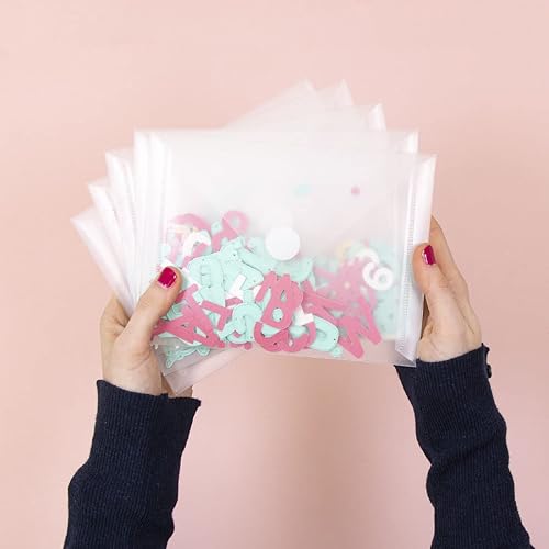 Miniatura 4 de Craftelier - Paquete de 5 sobres de plástico para organizar troqueles y materiales para álbumes de recortes y manualidades  Dimensiones 17,5 x 13 cm