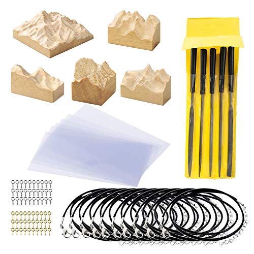Woohome 31 Pz Molde Silicona Resina Ebano Sándalo Rota, 5 Pz de Piezas de Madera Mountain Peak y Herramientas de Producción para Suministros de Fabricación de Joyas, Colgante, Sello, Beige Cover