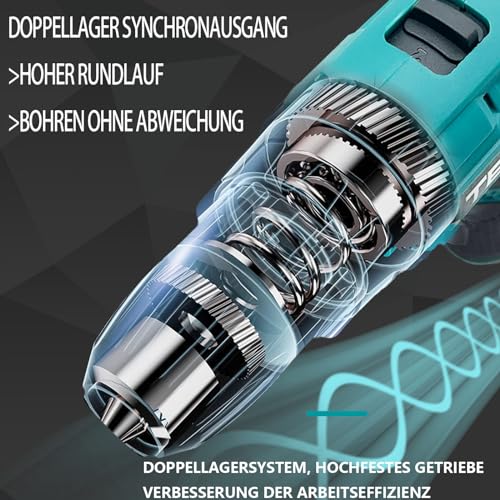 Akkuschrauber, Akku Bohrmaschine 40N.M, Akku Bohrschrauber 12V Mit 25 Drehmomenteinstellung, Bohrmaschinensets Mit 17 Bohrer Zubehör, Schlagschrauber für verschiedene Heimwerker, Eins Batterie – Bild 6