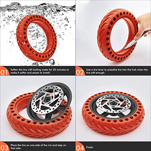 2 Pieces Solid Tire For Gotrax Gxl V2/Gotrax Xr For Xiaomi M365 Electric Scooter, 8.5 Inches Electric Scooter Wheels Replacement Honeycomb Tire For Mijia Mi M365 Pro With Installation Tools, Red #TOP4