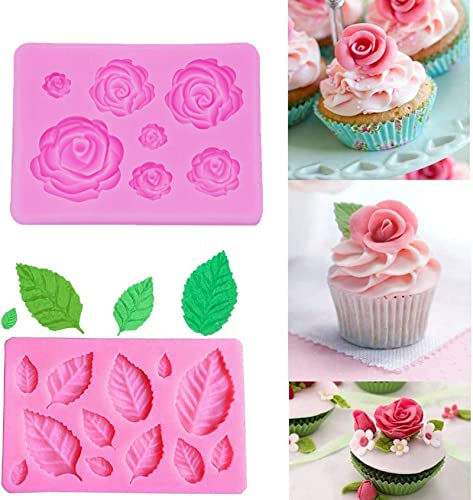 3Pcs Rose Butterfly Leaf Silicone Mold Small Soap Clay Fimo Chocolate Sugarcraft Baking Tool Diy Cake Silicone Mold For Baby Shower Party Birthday Party Cake Decoration #TOP5