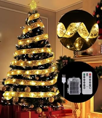 Xaosin Cinta Luminosa de Navidad 10M 100 LED Luces de Hadas Árbol de Navidad Alimentación por USB y Pilas Cinta Árbol Luces de Navidad Decoración para Árboles de Interior para Fiestas Navideños | Ya disponible en tu tienda friki favorita! En mundofriki.es!