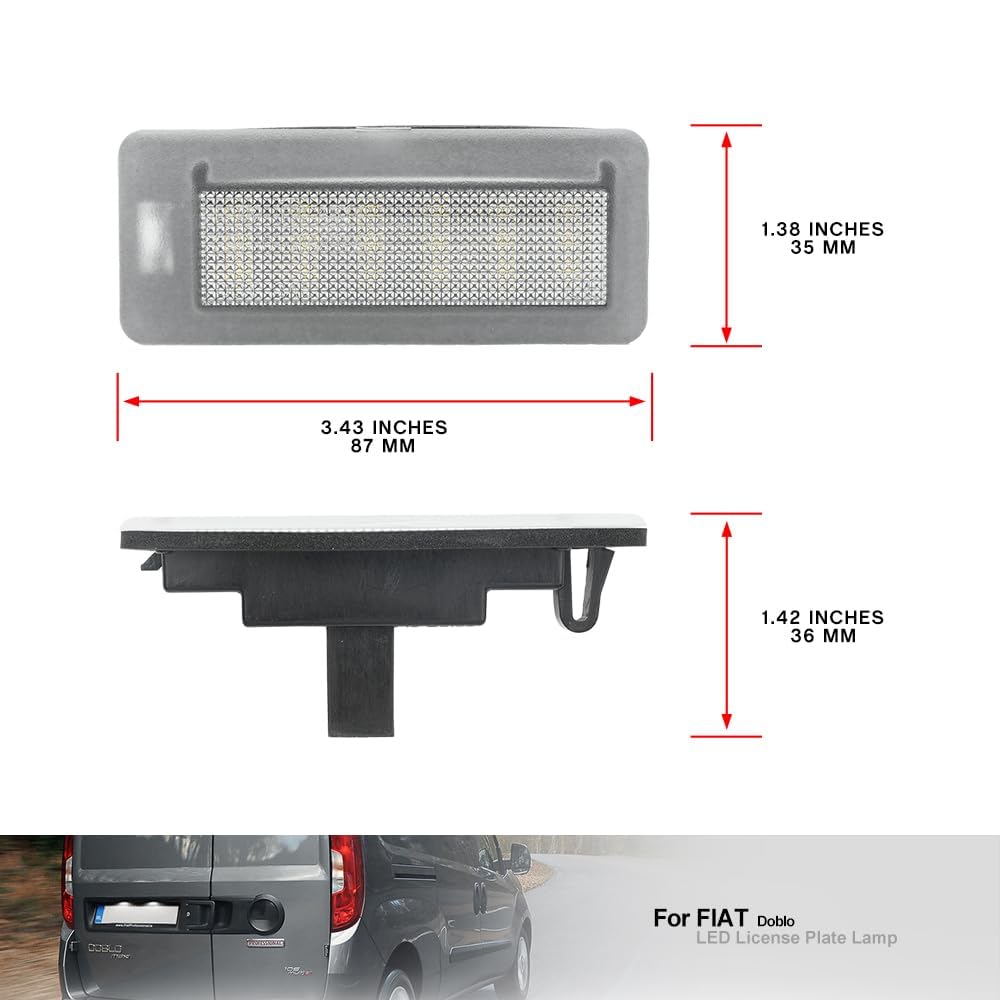 Luci targa LED per F.iat Doblo 2010-2022 Op.el Combo D 2012-2018 Barn Door Models, accessori luce posteriore bianca LED per targa e fanale, senza errori CANBUS, 2 pezzi